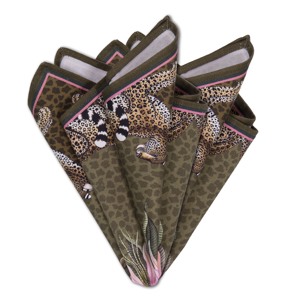 Set of Two Leopard Lily Napkins in Safari