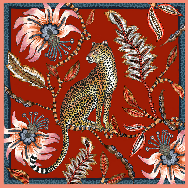 Set of Two Leopard Napkins in Royal Red
