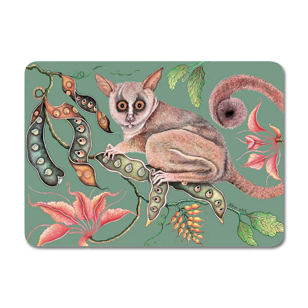 Set of Two Camp Critters Bush Baby Jade Hard Board Placemats