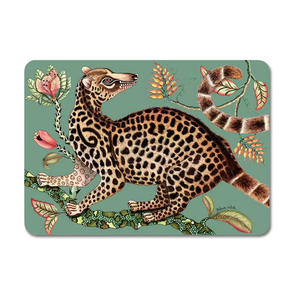 Set of TwoCamp Critters Genet Cat Jade Hard Board Placemats