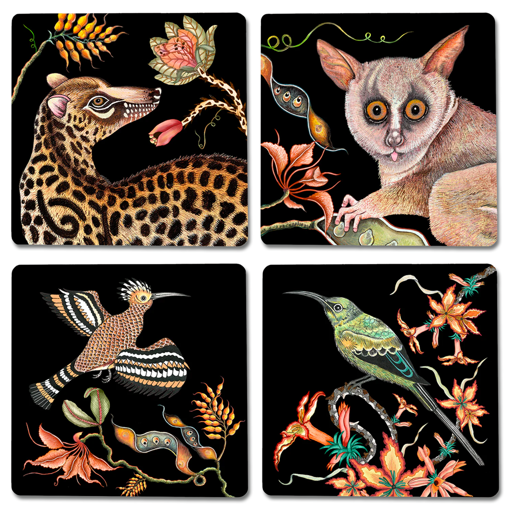 Set of Four Camp Critters Night Coasters