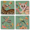 Set of Four Camp Critters Jade Coasters