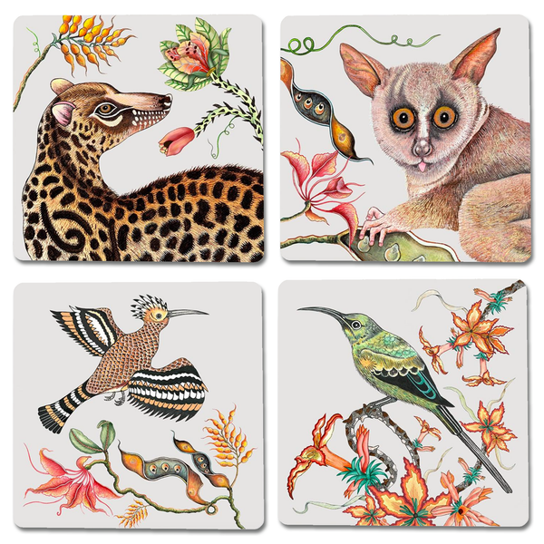 Set of Four Camp Critters Chalk Coasters
