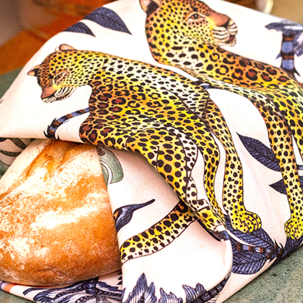 Lovebird Leopard Tanzanite Tea Towel