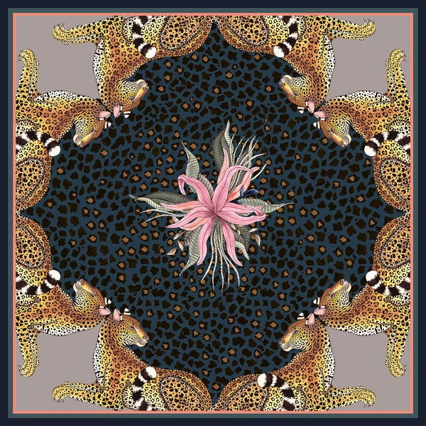 Set of Two Leopard Lily Napkins in Starry Night