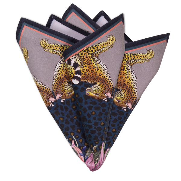 Set of Two Leopard Lily Napkins in Starry Night