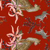 Leopard Lily Tablecloth in Royal Red
